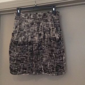 Aqua black and white print skirt